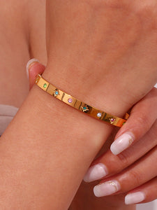 Pulsera esclava circonitas colores - Acero dorado 316L baño oro 18K