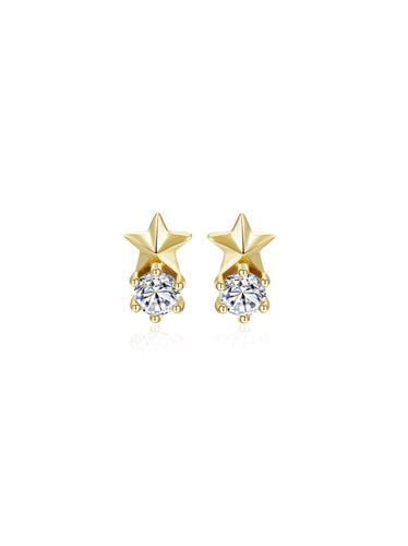 Pendiente estrella circonita blanca - Plata 925 baño oro 18K - 19€ par 10€ unidad