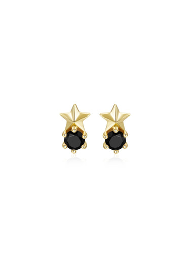 Pendientes estrella circonita negra - Plata 925 baño oro 18K - 19€ par 10€ unidad