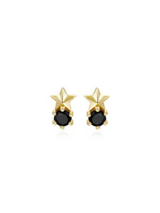 Pendientes estrella circonita negra - Plata 925 baño oro 18K - 19€ par 10€ unidad