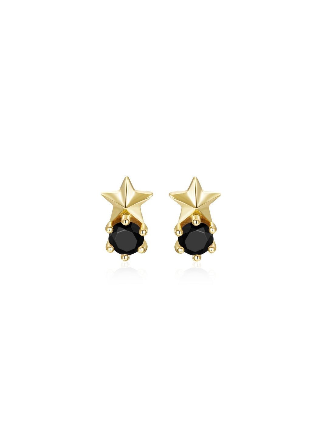 Pendientes estrella circonita negra - Plata 925 baño oro 18K - 19€ par 10€ unidad