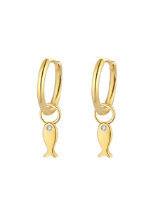 Pendiente aro pez 12mm - Plata 925 baño oro 18k - par 25€ unidad 13€