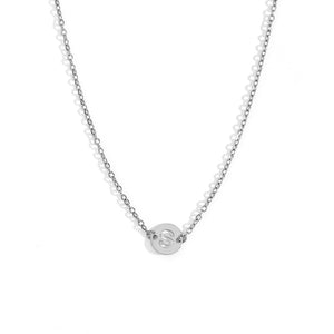 Collar letra - Acero plateado 316L baño plata rodiada - Elige tu letra
