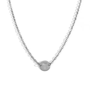 Collar letra - Acero plateado 316L baño plata rodiada - Elige tu letra