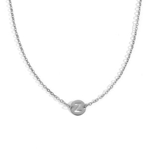 Collar letra - Acero plateado 316L baño plata rodiada - Elige tu letra