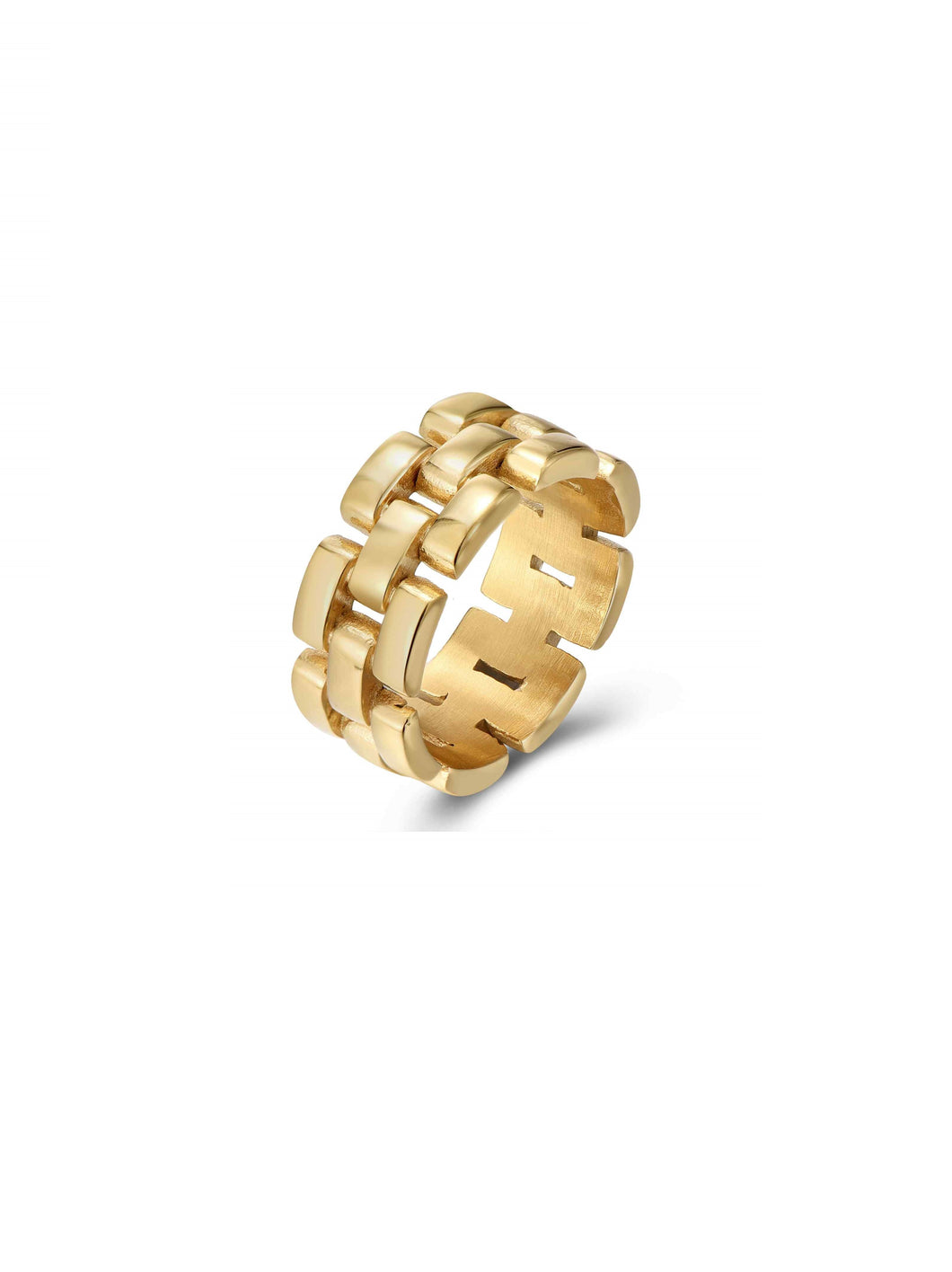 Anillo ladrillos - Acero dorado 316L baño oro 18k - Talla 10, 12, 14 y 16