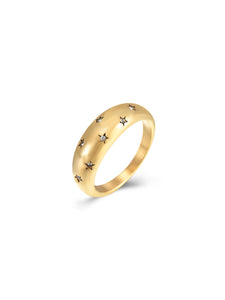 Anillo Estrella - Acero dorado 316L baño oro 18k y circonitas - Talla 10, 12, 14, 16 y 18