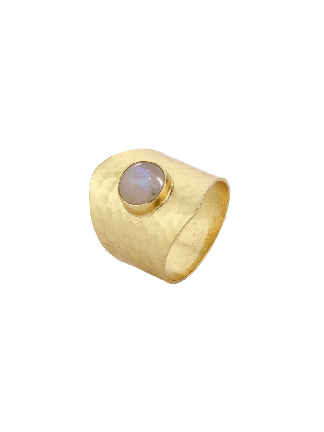 Anillo piedra luna - Bronce baño oro 18k - Talla 16