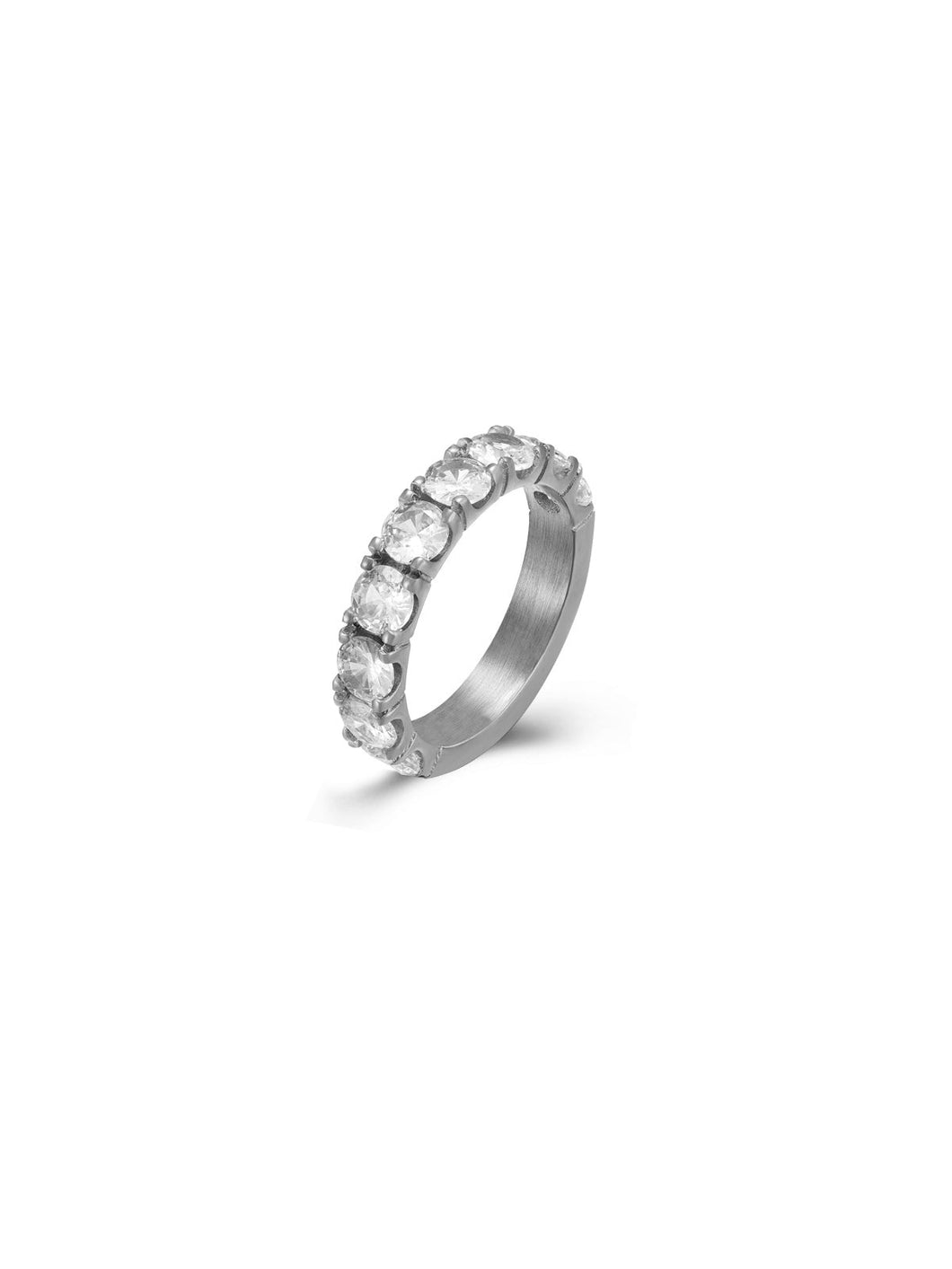 Anillo Abril - Acero plateado 316L baño plata rodiada - Tallas de 10 a 18