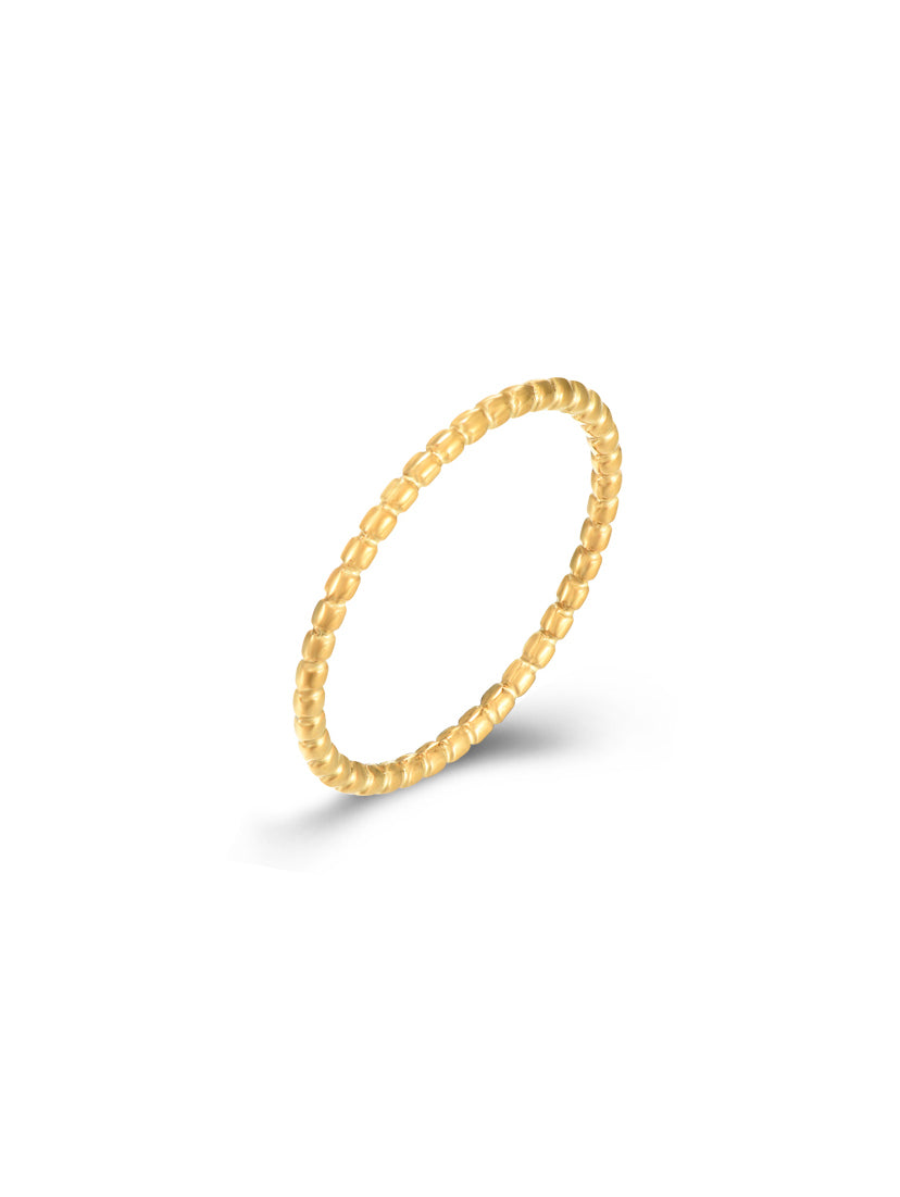 Anillo bolitas - Acero dorado 316L baño oro 18K - Talla 12, 14