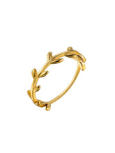 Cargar imagen en el visor de la galería, Anillo laurel · Plata 925 baño oro 18k · Talla 14