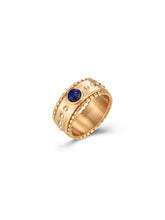 Cargar imagen en el visor de la galería, Anillo Lapislázuli - Acero dorado 316L baño oro 18K - Talla 12 y 14