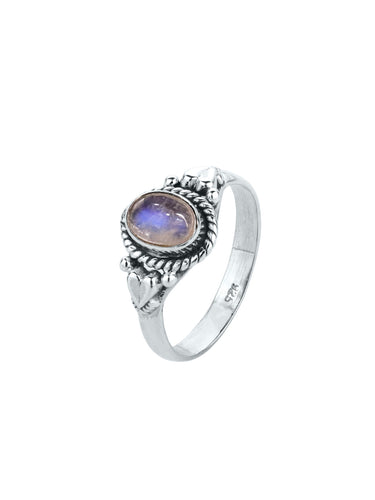 Anillo mineral 6x4mm piedra luna - Plata 925 - Talla 15 y 18