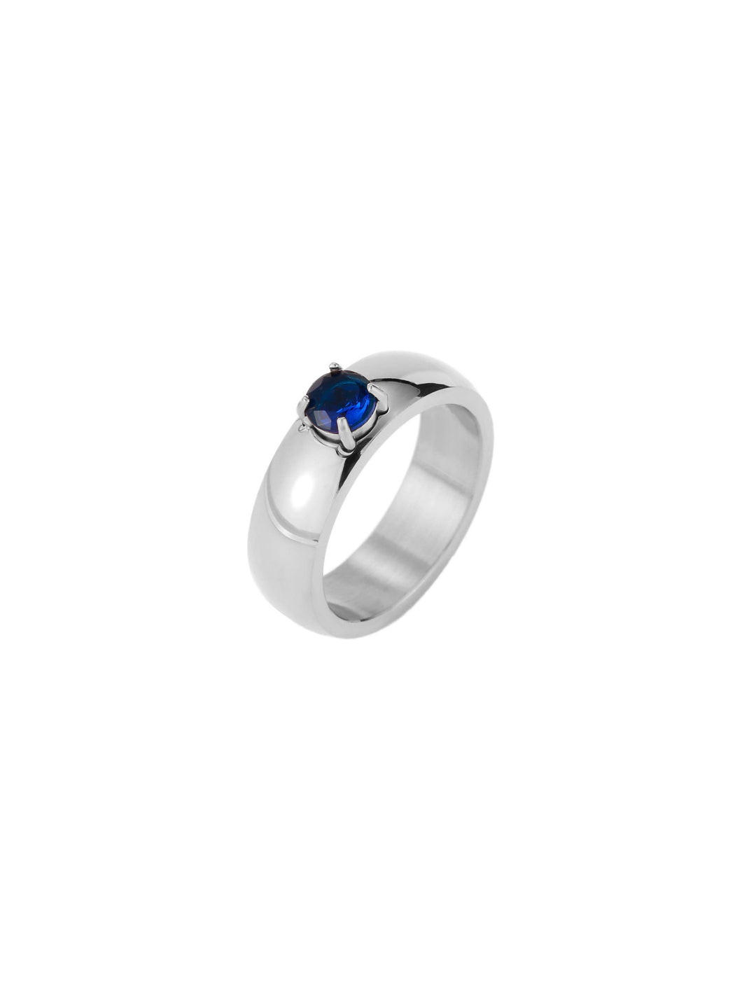 Anillo circonita azul - Acero plateado 316L baño plata rodiada - Talla 12, 14 y 16