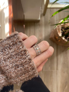 Anillo rombos - Acero plateado 316L baño plata rodiada - Talla adaptable  de 10 a 16
