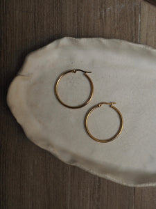 Pendientes aros 35 mm · Acero dorado 316L baño oro 18K