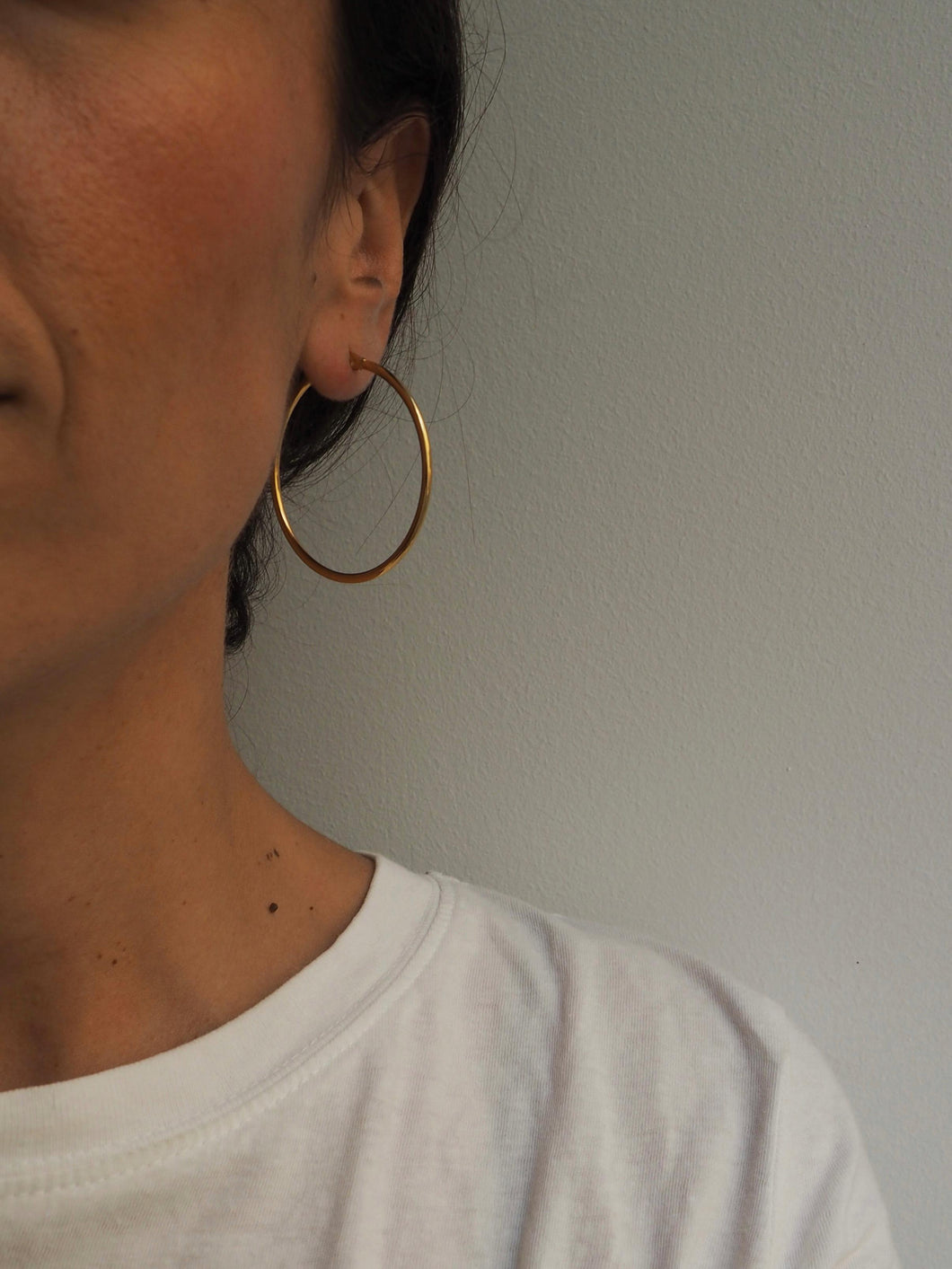 Pendientes aros 45 mm · Acero dorado 316L baño oro 18K
