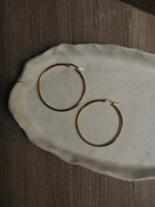 Pendientes aros 45 mm · Acero dorado 316L baño oro 18K