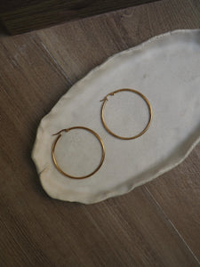Pendientes aros 50 mm · Acero dorado 316L baño oro 18K