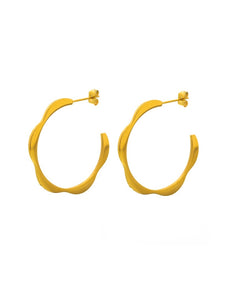 Pendientes aros onditas 30mm · Acero dorado 316L baño oro 18k