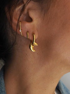 Pendiente aro luna 18mm - Acero dorado 316L baño oro 18k - par 25€ unidad 13€