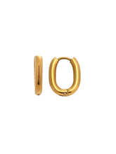 Cargar imagen en el visor de la galería, Pendiente aro ovalado 16mm  - Acero dorado 316L baño oro 18k - par 18€ unidad 9,50€