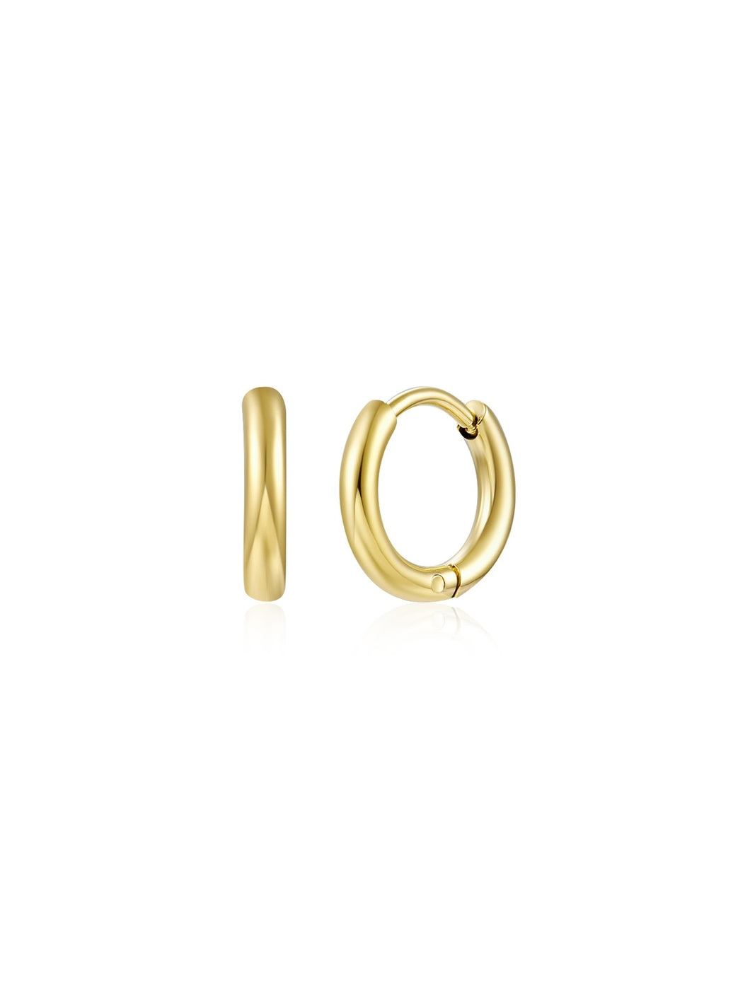 Pendientes aro 14 mm · Acero dorado 316L baño oro 18K · par 17€ unidad 9€