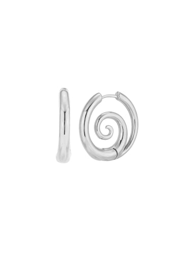 Pendientes aros espiral 28mm · Acero 316L baño plata rodiada