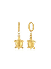 Cargar imagen en el visor de la galería, Pendiente aro tortuga  - Acero 316L baño oro 18k - par 25€ unidad 13€