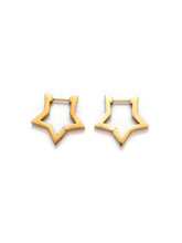 Cargar imagen en el visor de la galería, Pendiente aro estrella - Acero 316L baño oro 18K - par 20€ unidad 10,50€