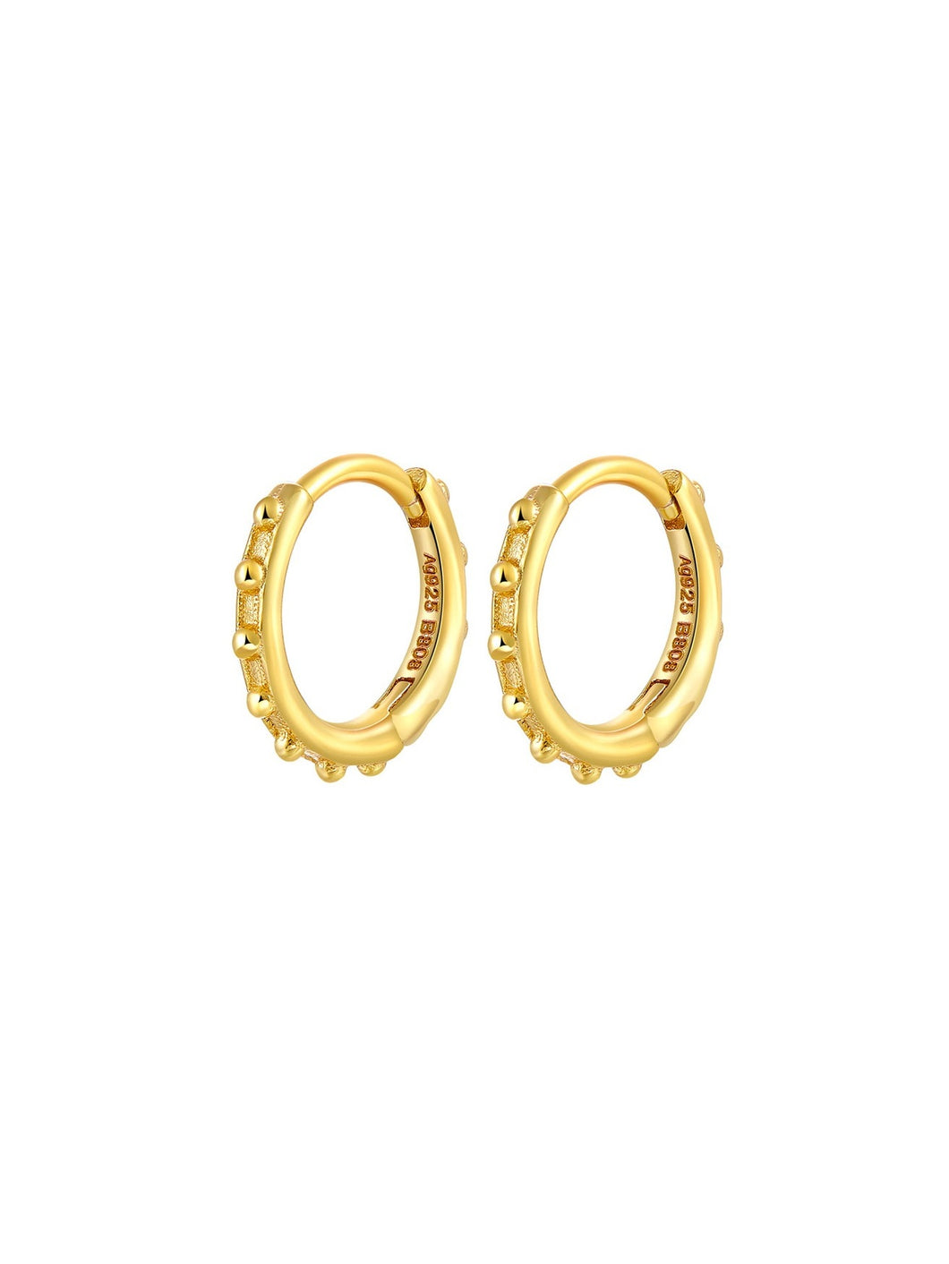 Pendiente aro bolitas 10 mm - Plata 925 baño oro 18K - par 25€ unidad 13€