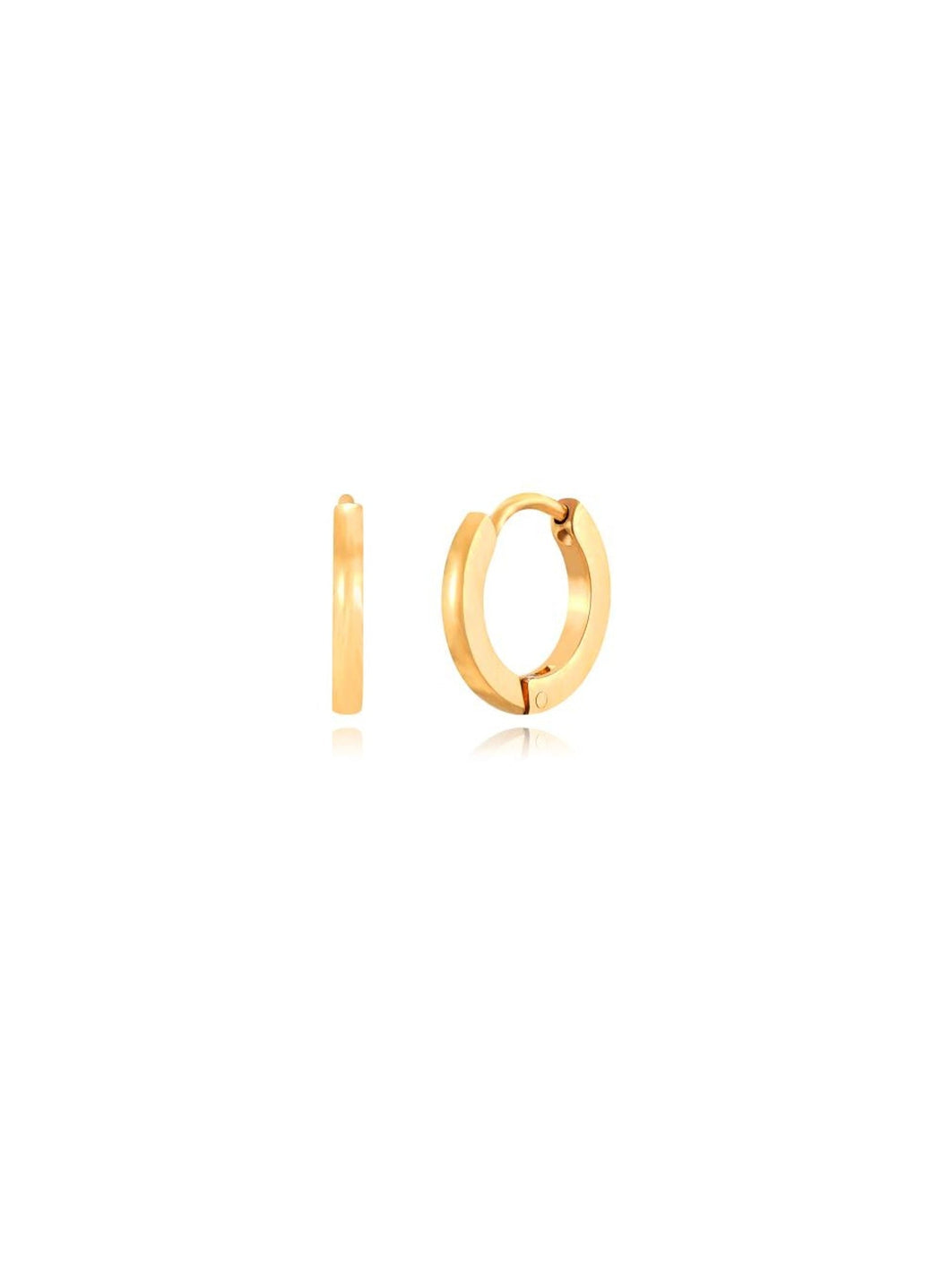 Pendientes aro 13 mm · Acero dorado 316L baño oro 18K · par 17€ unidad 9€