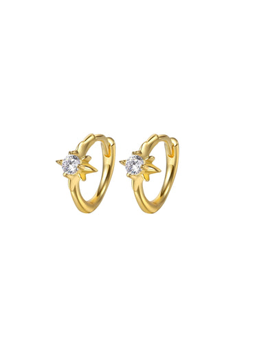 Pendiente aro circonita estrella - Plata 925 baño oro 18k - par 25€ unidad 13€