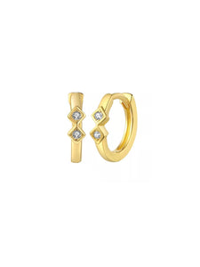 Pendiente aro rombo circonita 11mm - Plata 925 baño oro 18k - par 29€ unidad 15€