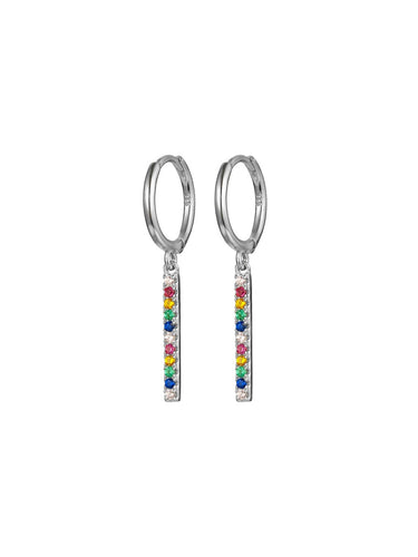 Pendiente aro barra circonitas colores 12 mm - Plata  925 - par 29€ unidad 15€