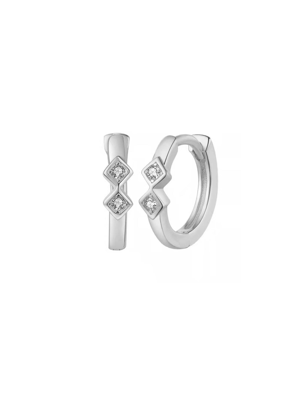 Pendiente aro rombo circonita 11mm - Plata 925 - par 29€ unidad 15€