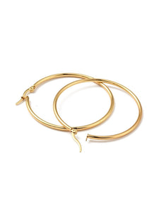 Pendientes aros 50 mm · Acero dorado 316L baño oro 18K
