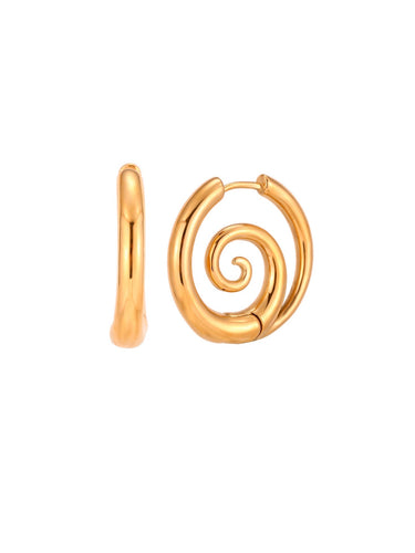 Pendientes aros espiral 28mm · Acero dorado 316L baño oro 18k