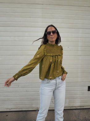 Blusa estrellas bordadas verde