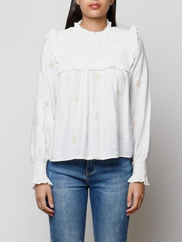 Blusa estrellas bordadas blanca