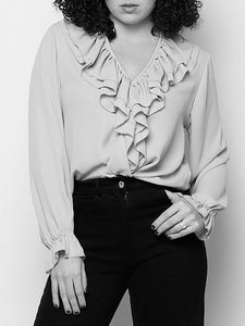 Blusa volantes blanca