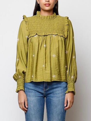 Blusa estrellas bordadas verde