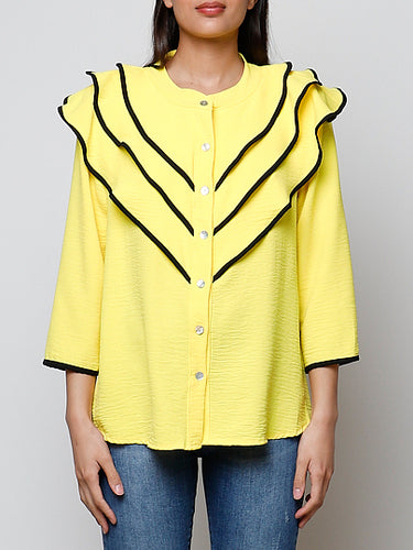 Blusa volantes amarilla
