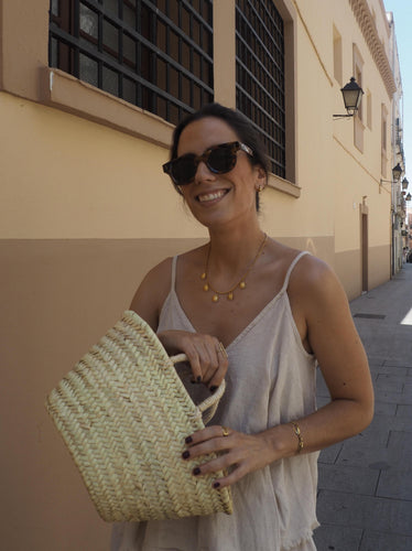 Bolso capazo palma natural artesano - Tamaño mediano 18 x 33 x 13cm