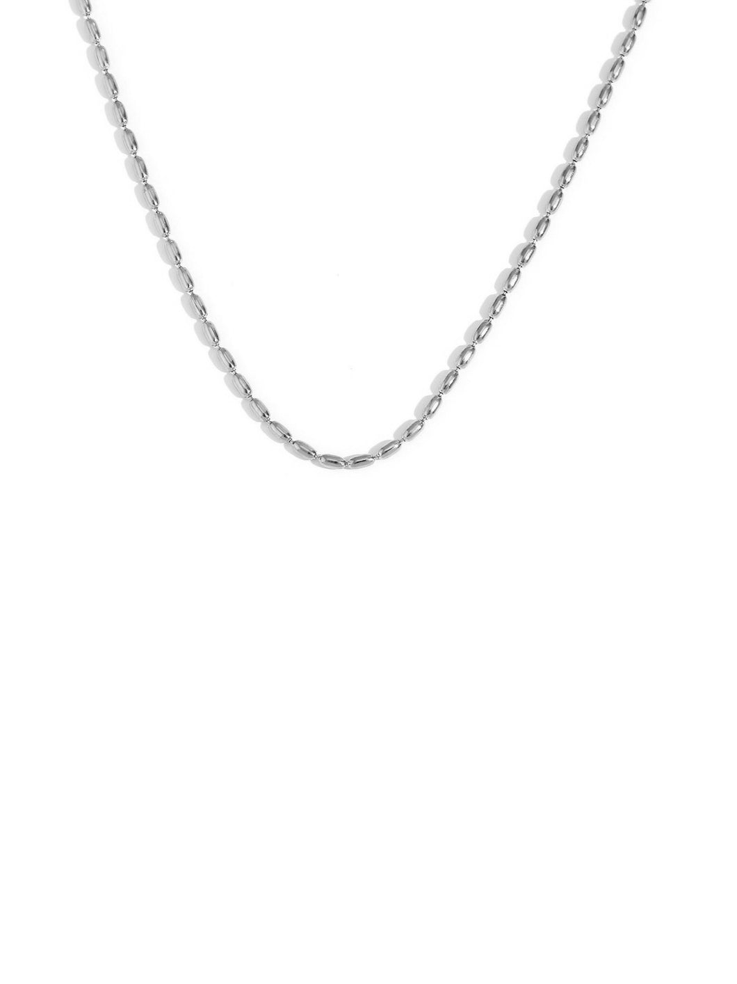 Cadena oval bola 36cm + 5cm - Acero plateado 316L baño plata rodiada