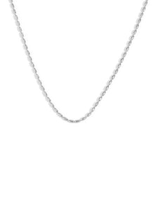 Cadena oval bola 42cm + 5cm - Acero plateado 316L baño plata rodiada