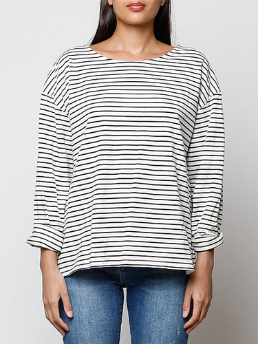 Camiseta rayas azul marino - corte amplio