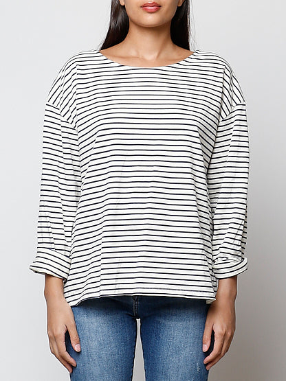Camiseta rayas azul marino - corte amplio