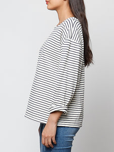 Camiseta rayas azul marino - corte amplio