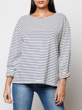 Cargar imagen en el visor de la galería, Camiseta rayas azul marino - corte amplio